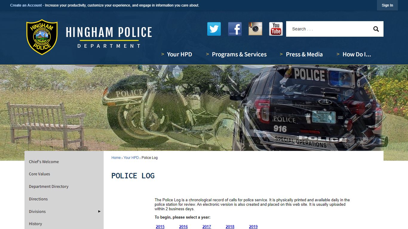 Police Log | Hingham Police Department, MA - hpd.org